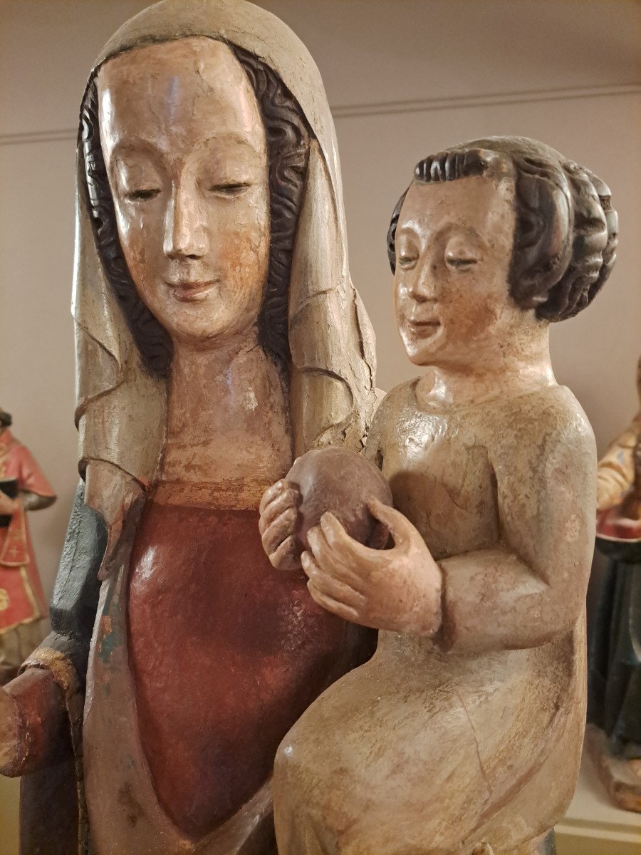 Ecole Du XIXè,  Sculpture de Vierge à l'Enfant  H 104 Cm-photo-3