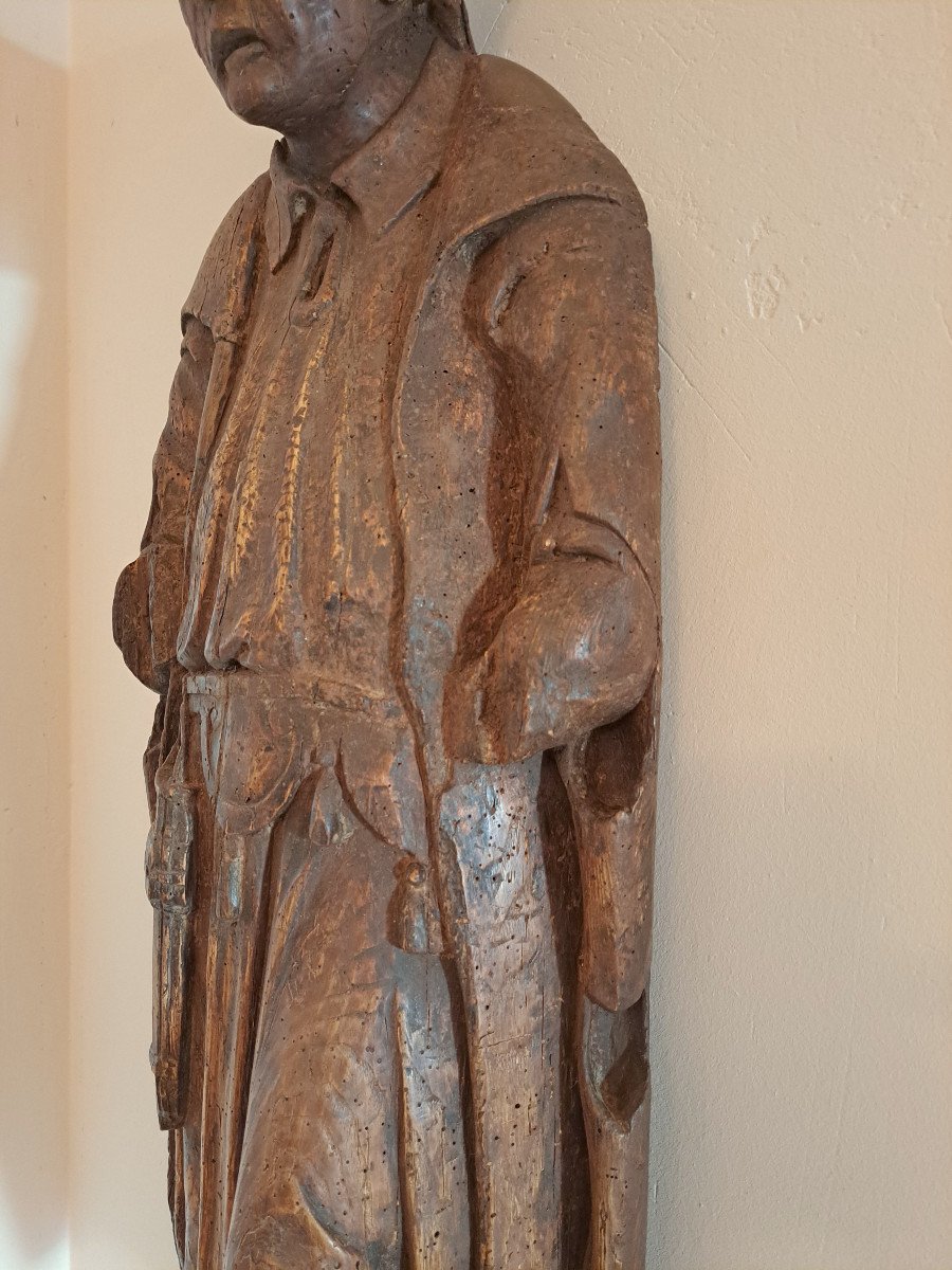 Ecole Francaise XVIe, Sculpture De Gentilhomme  ( H87 Cm)-photo-4