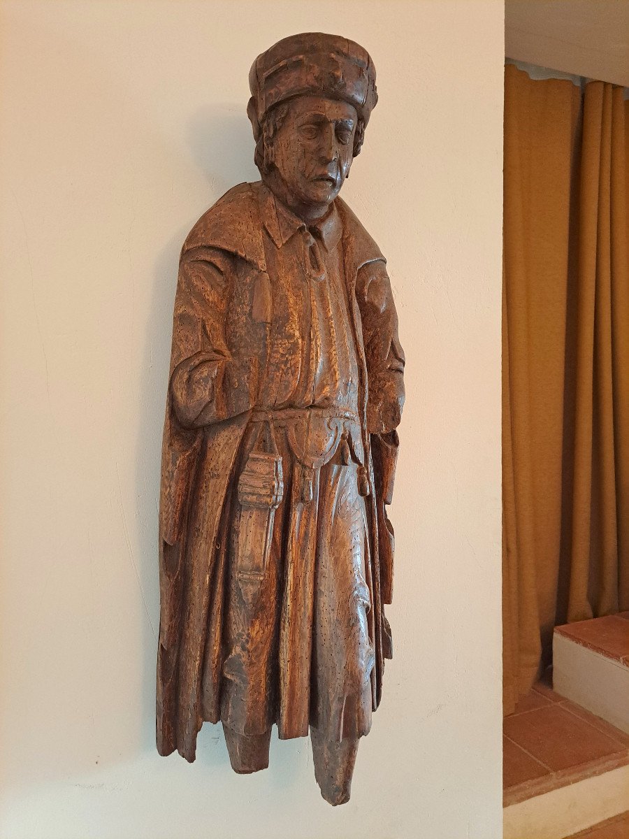 Ecole Francaise XVIe, Sculpture De Gentilhomme  ( H87 Cm)-photo-2