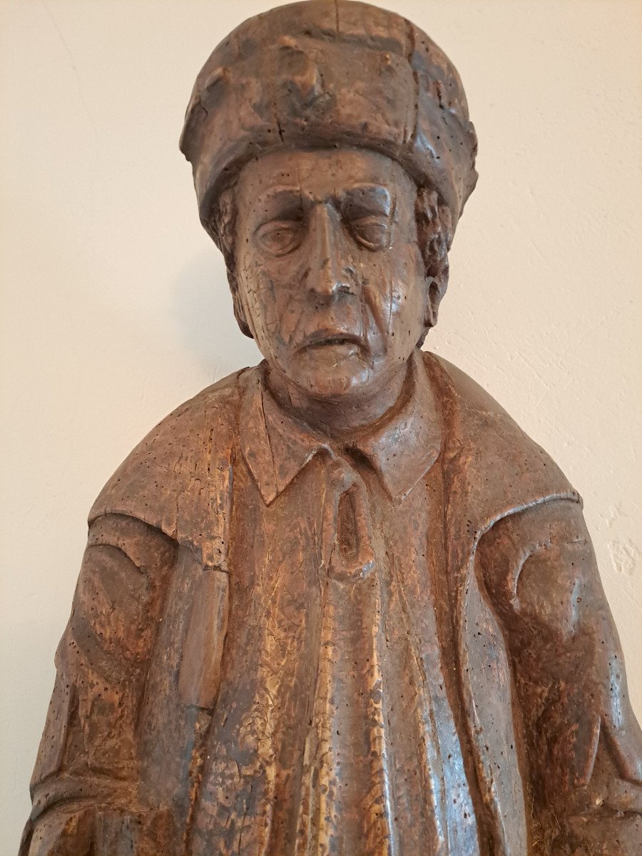 Ecole Francaise XVIe, Sculpture De Gentilhomme  ( H87 Cm)-photo-3