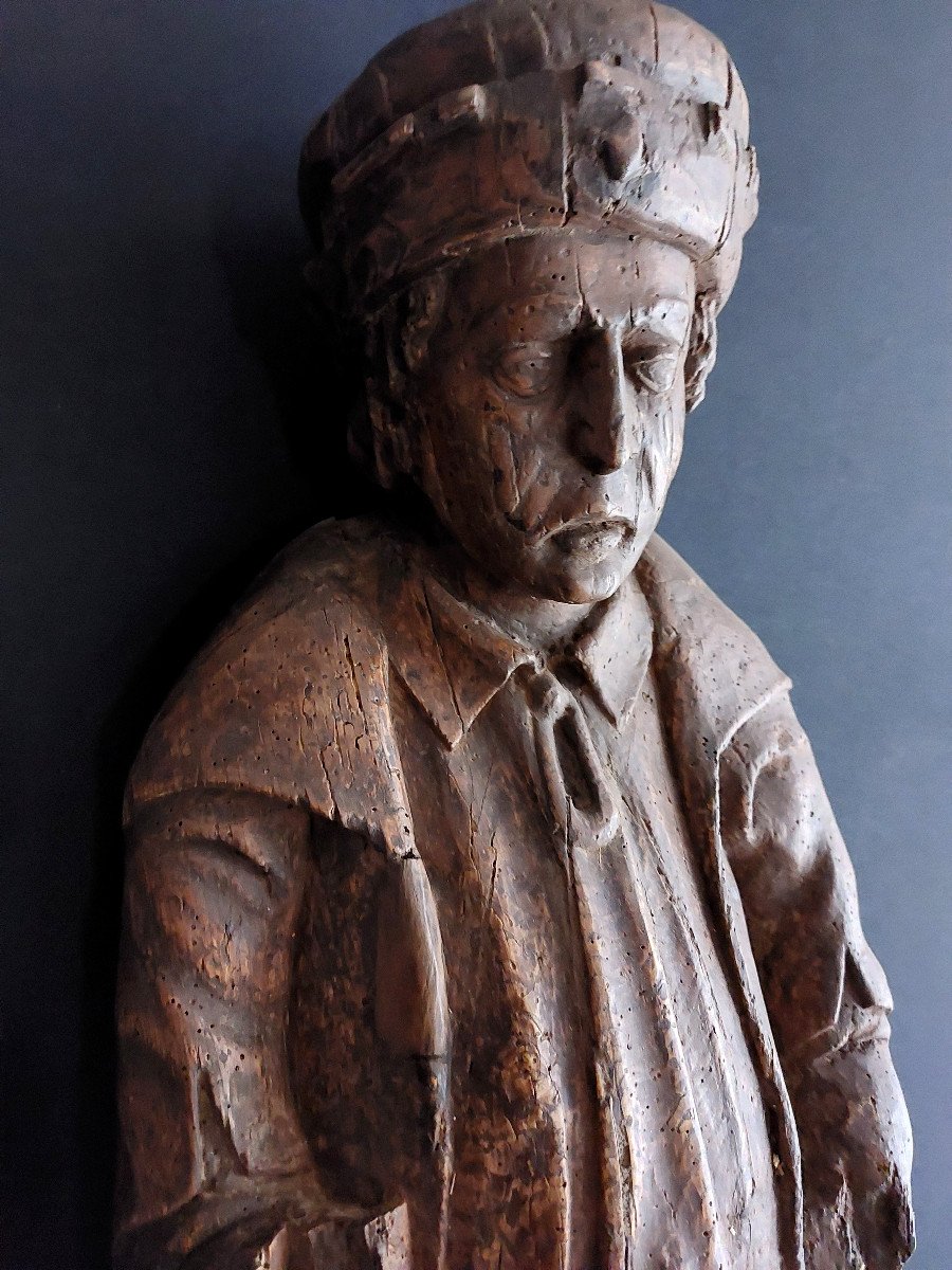 16th Century French School, Sculpture Of A Gentleman (h87 Cm)-photo-6