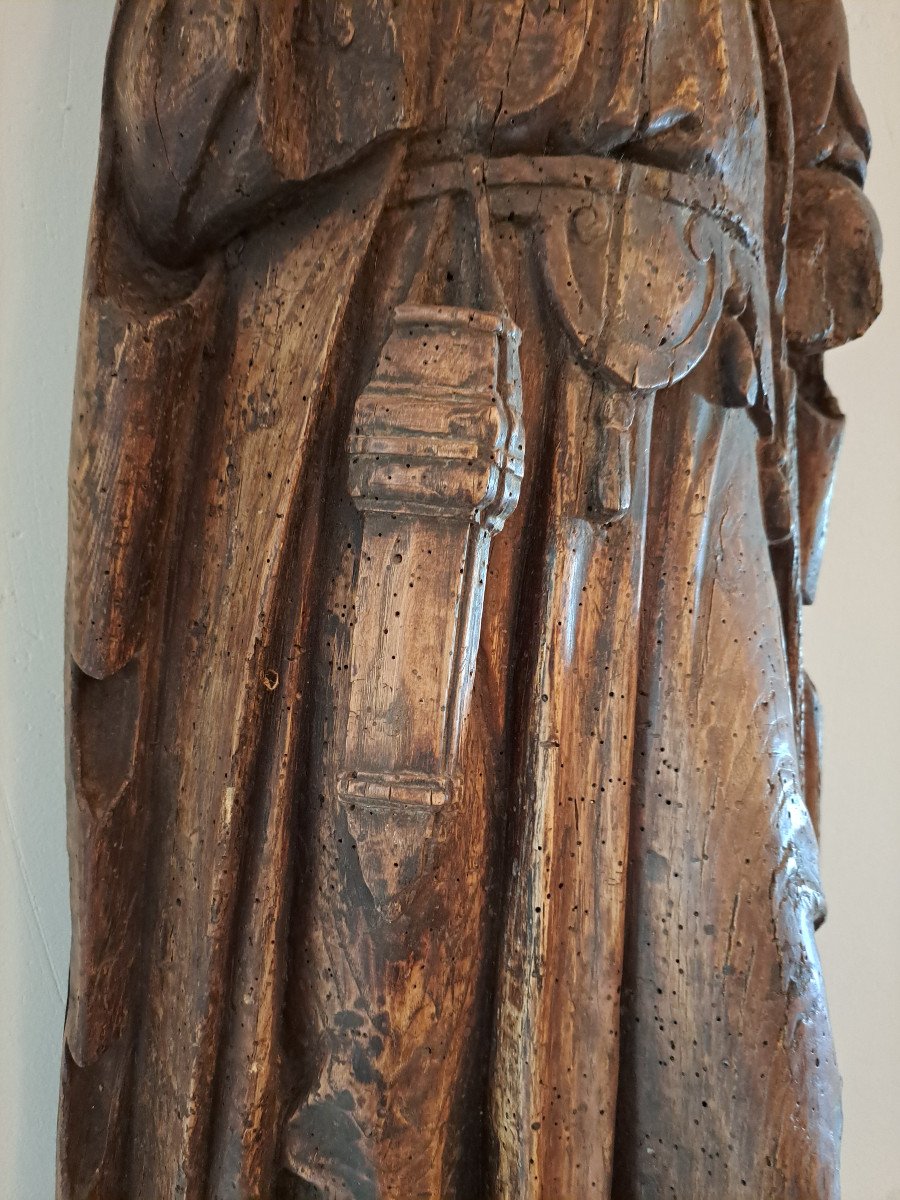 Ecole Francaise XVIe, Sculpture De Gentilhomme  ( H87 Cm)-photo-1