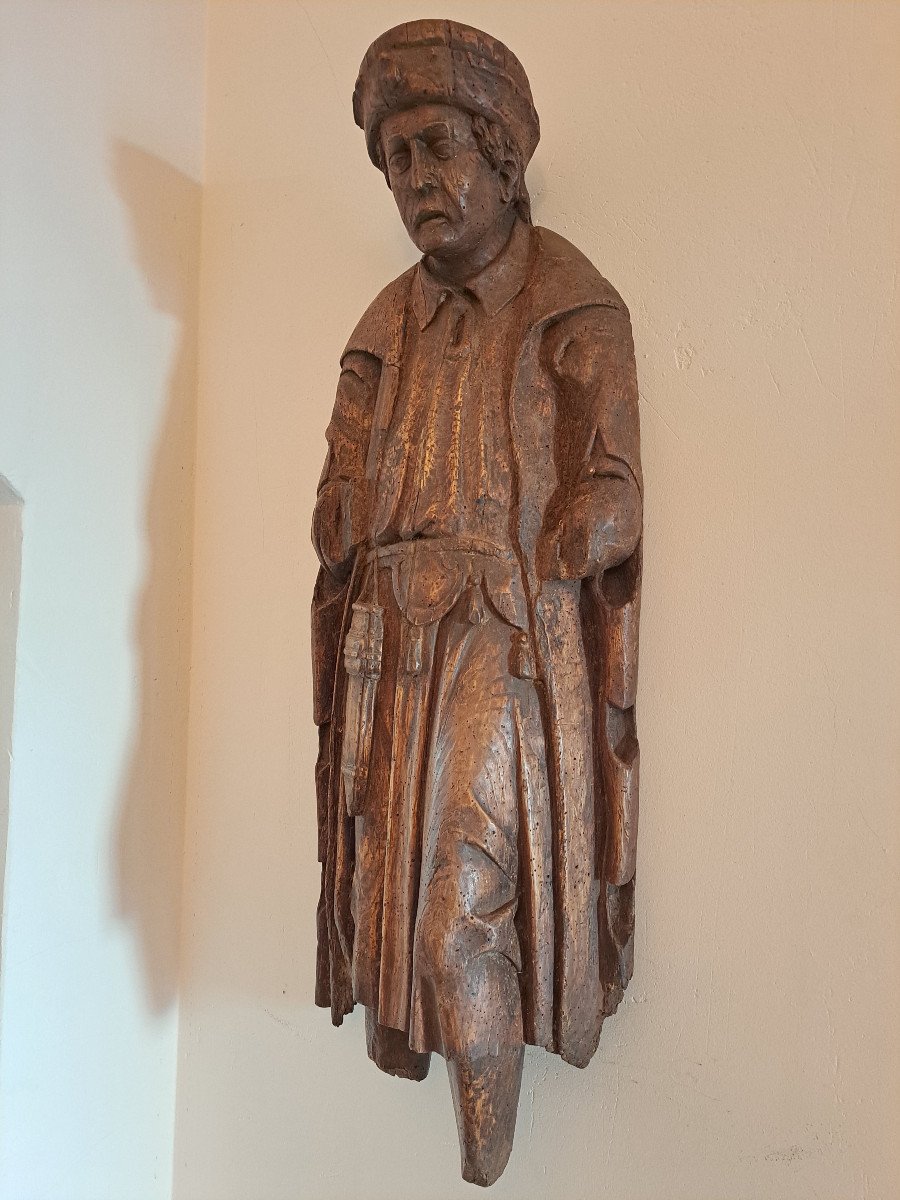 Ecole Francaise XVIe, Sculpture De Gentilhomme  ( H87 Cm)-photo-5