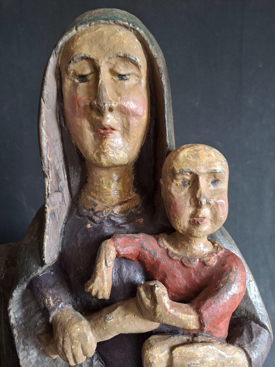 France XIXème, Sculpture De Vierge à l'Enfant H 60 Cm-photo-8