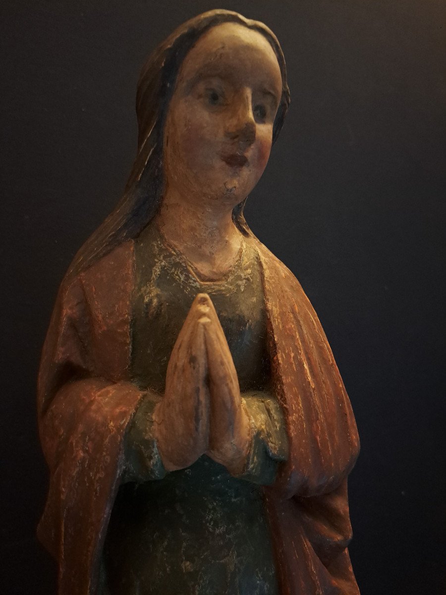 France XVIème, Sculpture De Sainte Marguerite et le dragon  H 72 Cm-photo-2