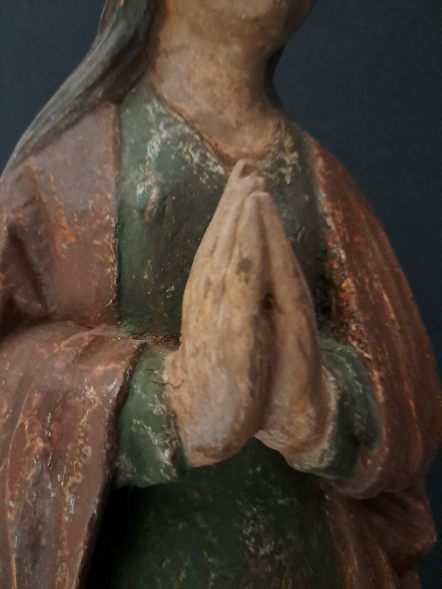France XVIème, Sculpture De Sainte Marguerite et le dragon  H 72 Cm-photo-2
