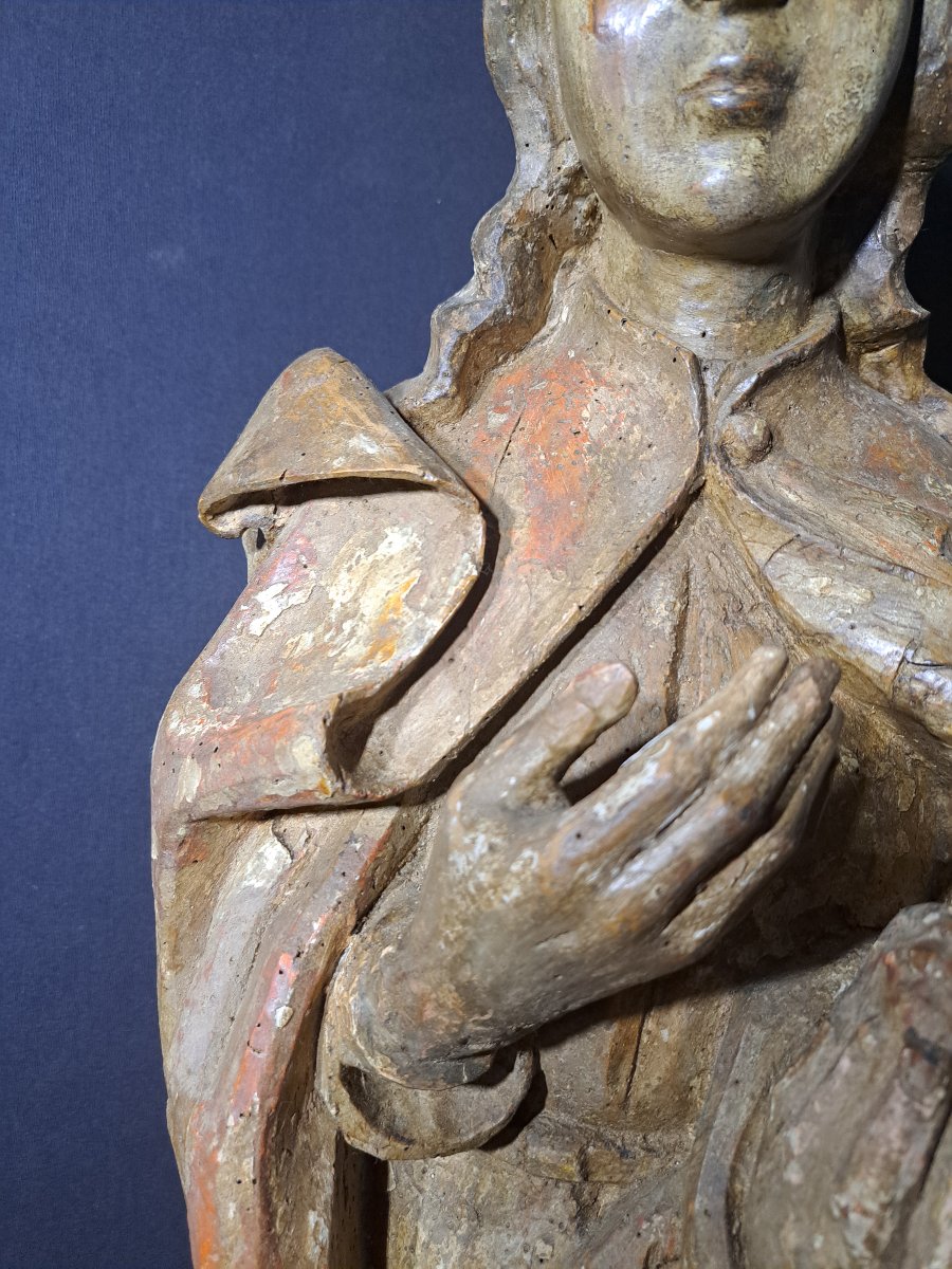 French School Early 16th Century,  Sculpture Of Saint John (h 89cm)-photo-3