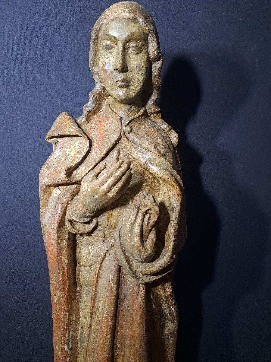 French School Early 16th Century,  Sculpture Of Saint John (h 89cm)-photo-1