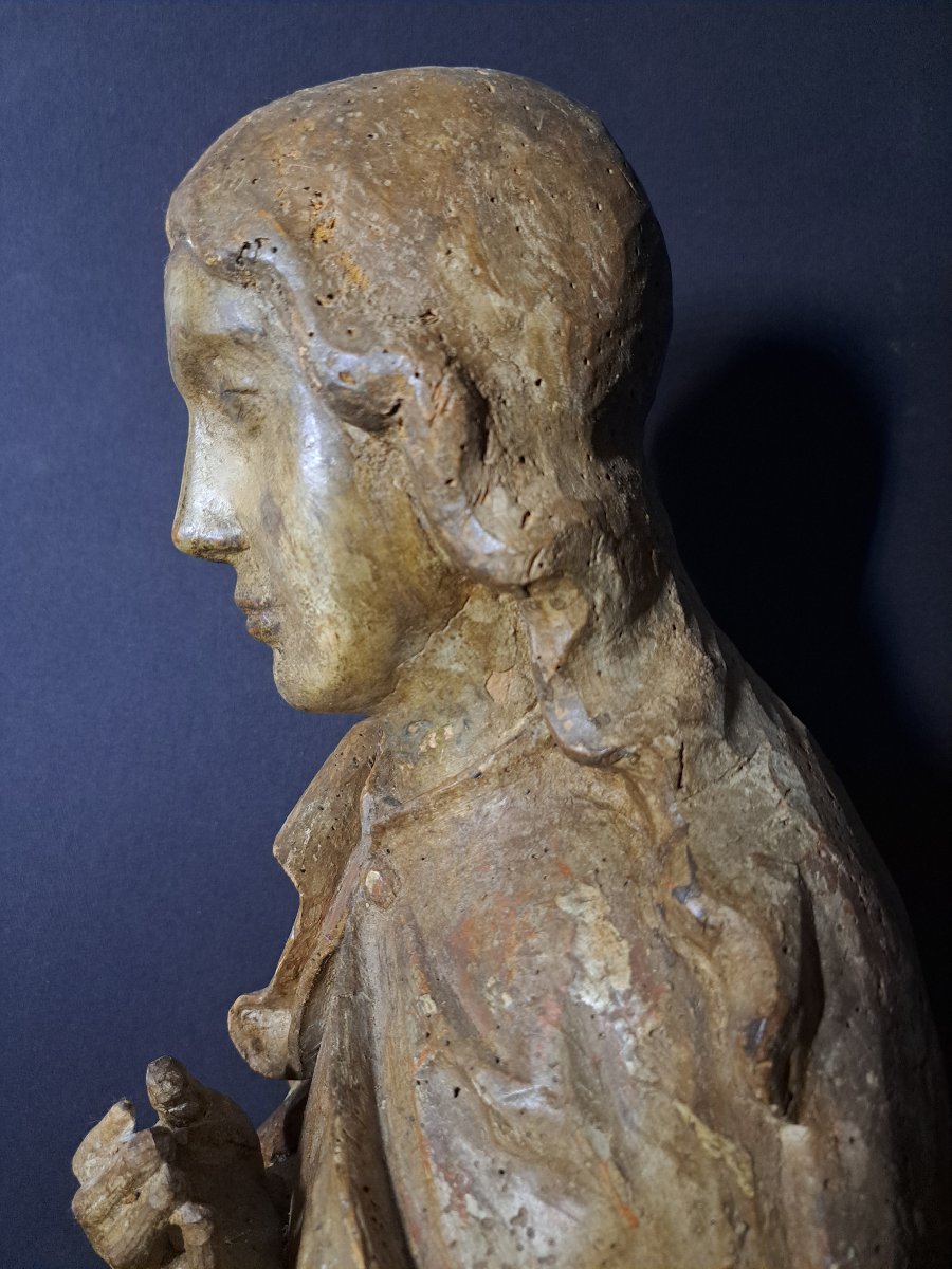 French School Early 16th Century,  Sculpture Of Saint John (h 89cm)-photo-2
