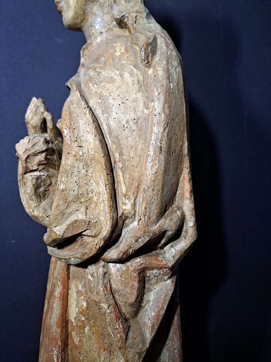 French School Early 16th Century,  Sculpture Of Saint John (h 89cm)-photo-4