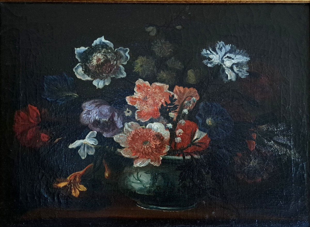 French School Late 19th Early 20th Bouquet Of Flowers H 38 Cm W 51 Cm-photo-4
