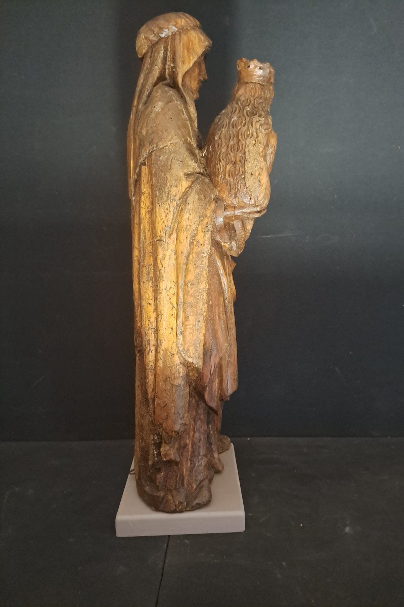 Southern Germany (swabia), Early 16th Century, Sculpture Of Saint Anne Trinitarian H 71 Cm-photo-6