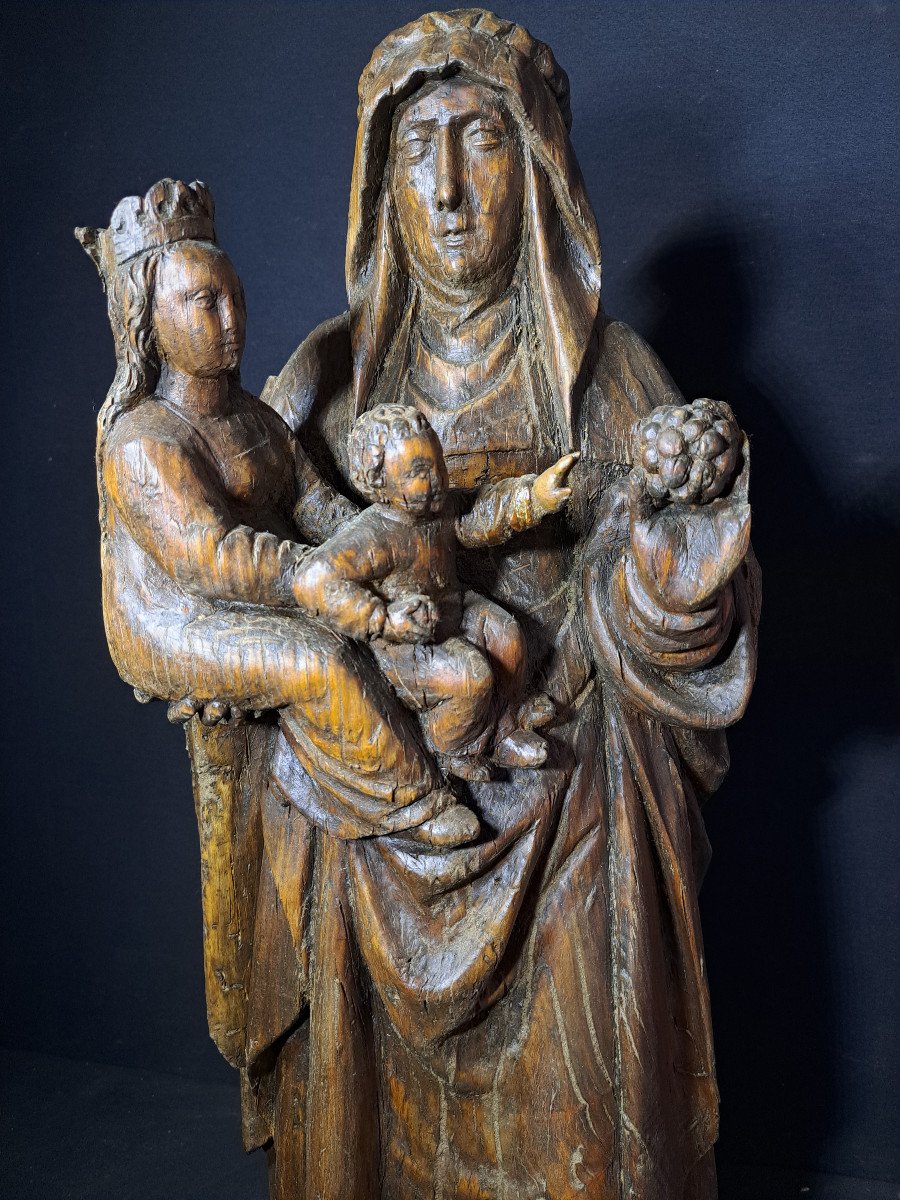 Southern Germany (swabia), Early 16th Century, Sculpture Of Saint Anne Trinitarian H 71 Cm
