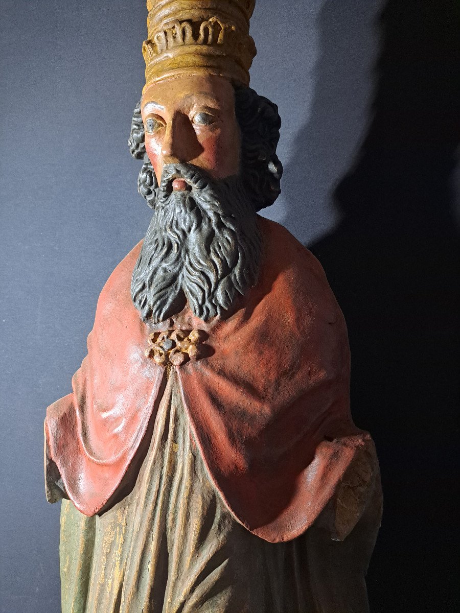 France, Late 17th To Early 18th Century Sculpture Of God The Father (h 100 Cm)-photo-1