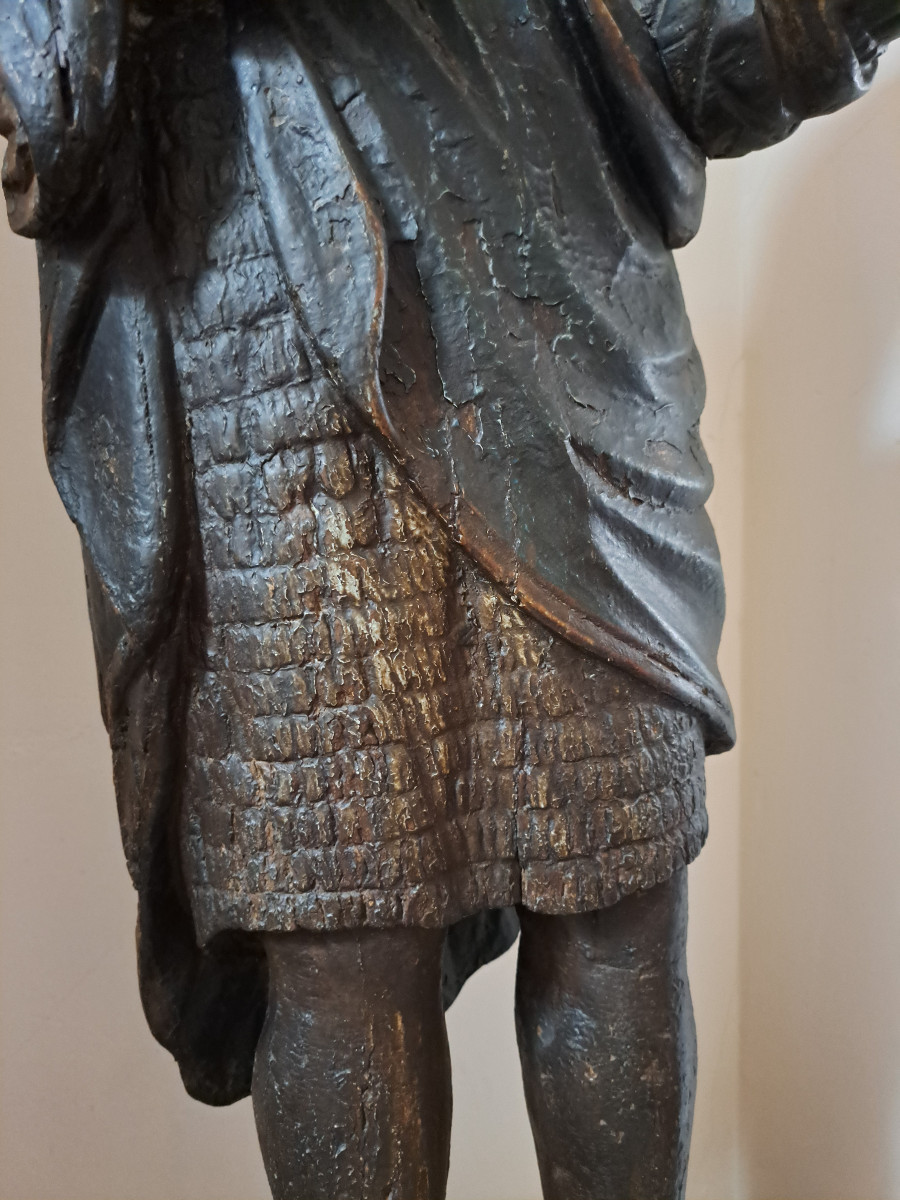 France 15th Century, Sculpture Of A Gentleman H 96 Cm-photo-4