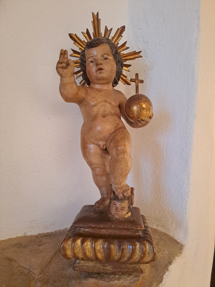 Late 17th, Early 18th: Sculpture Of Child Jesus With Cruciferous Globe H 57 Cm-photo-4