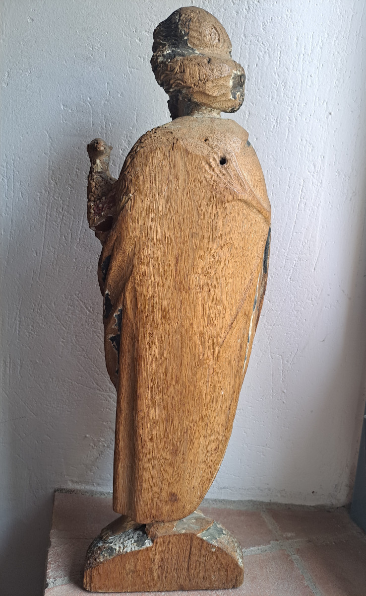 France fin XIVè Début XV Sculpture de Saint Jean Baptiste ( H 55 cm)-photo-7