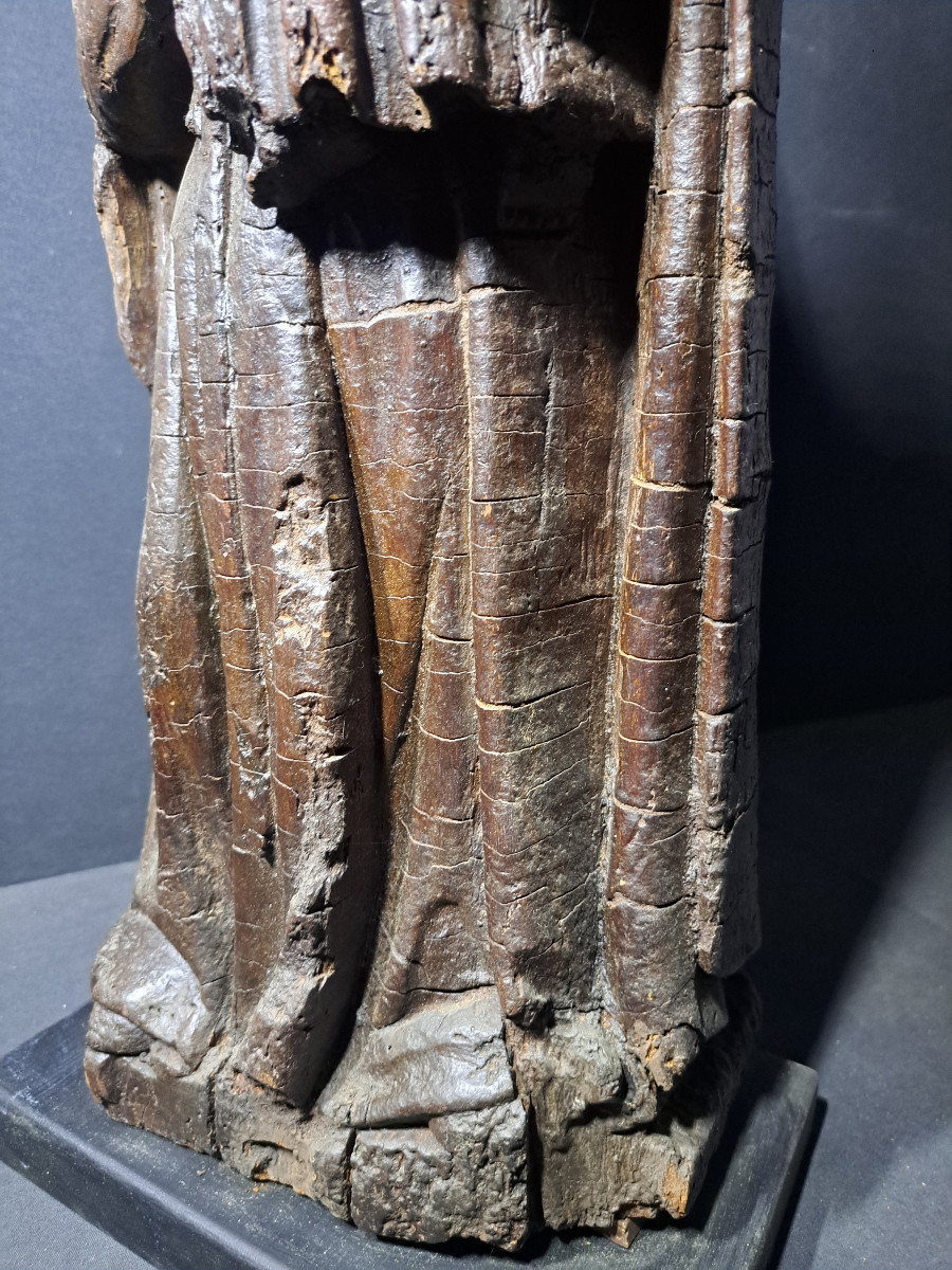 France, Auvergne 16th Century Wood  Sculpture Of Virgin And Child (h 63 Cm)-photo-5