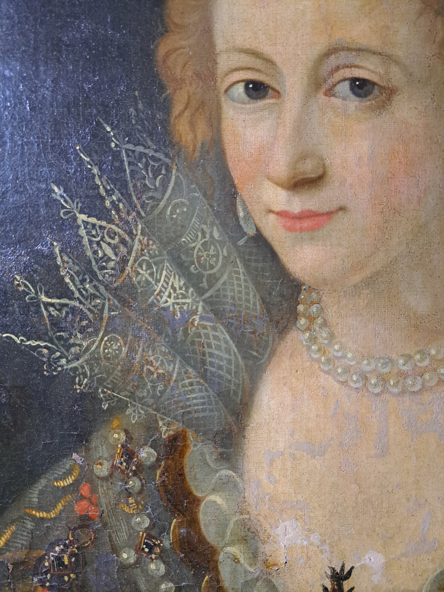 France XVIè,  Portrait de Marie Le Fèvre de Caumartin   (H 61 cm L 50 cm)-photo-3