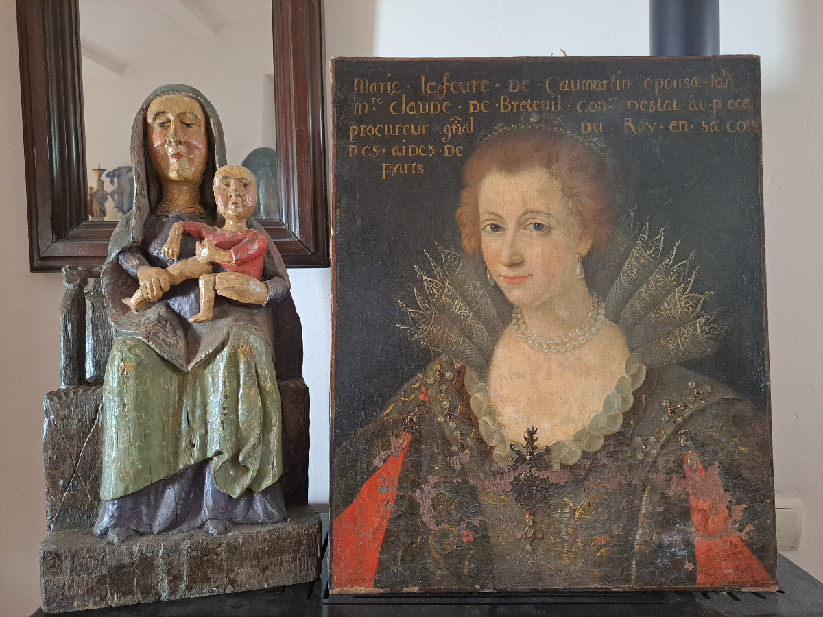 France XVIè,  Portrait de Marie Le Fèvre de Caumartin   (H 61 cm L 50 cm)-photo-5