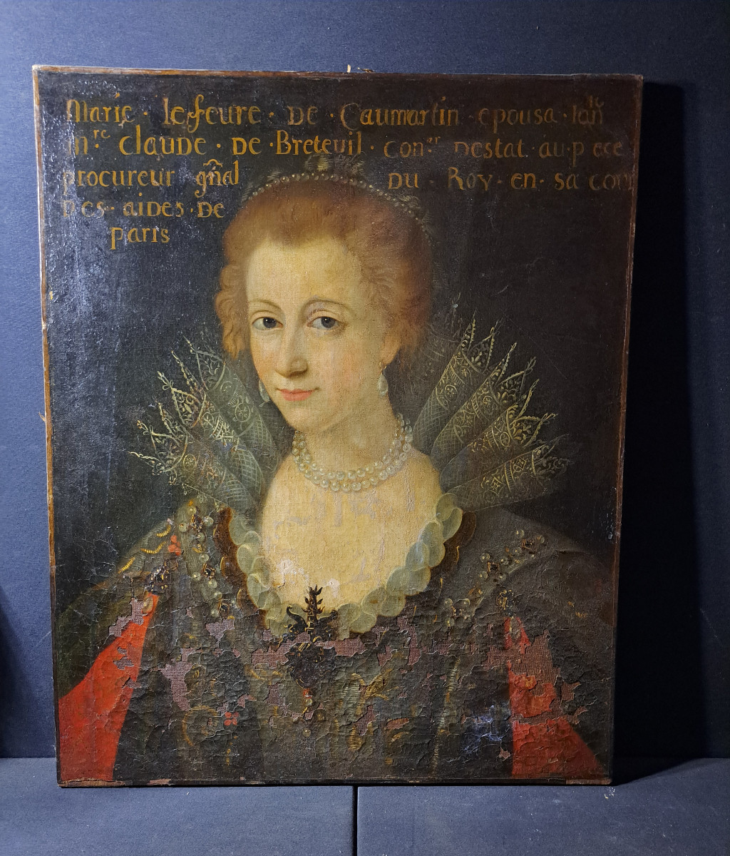 France XVIè,  Portrait de Marie Le Fèvre de Caumartin   (H 61 cm L 50 cm)-photo-6