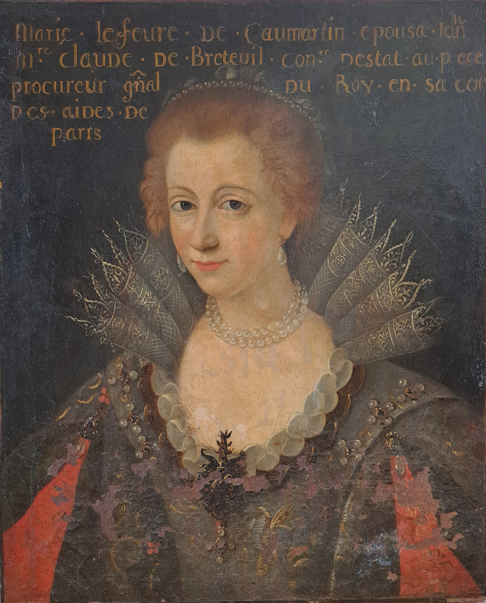 France XVIè,  Portrait de Marie Le Fèvre de Caumartin   (H 61 cm L 50 cm)