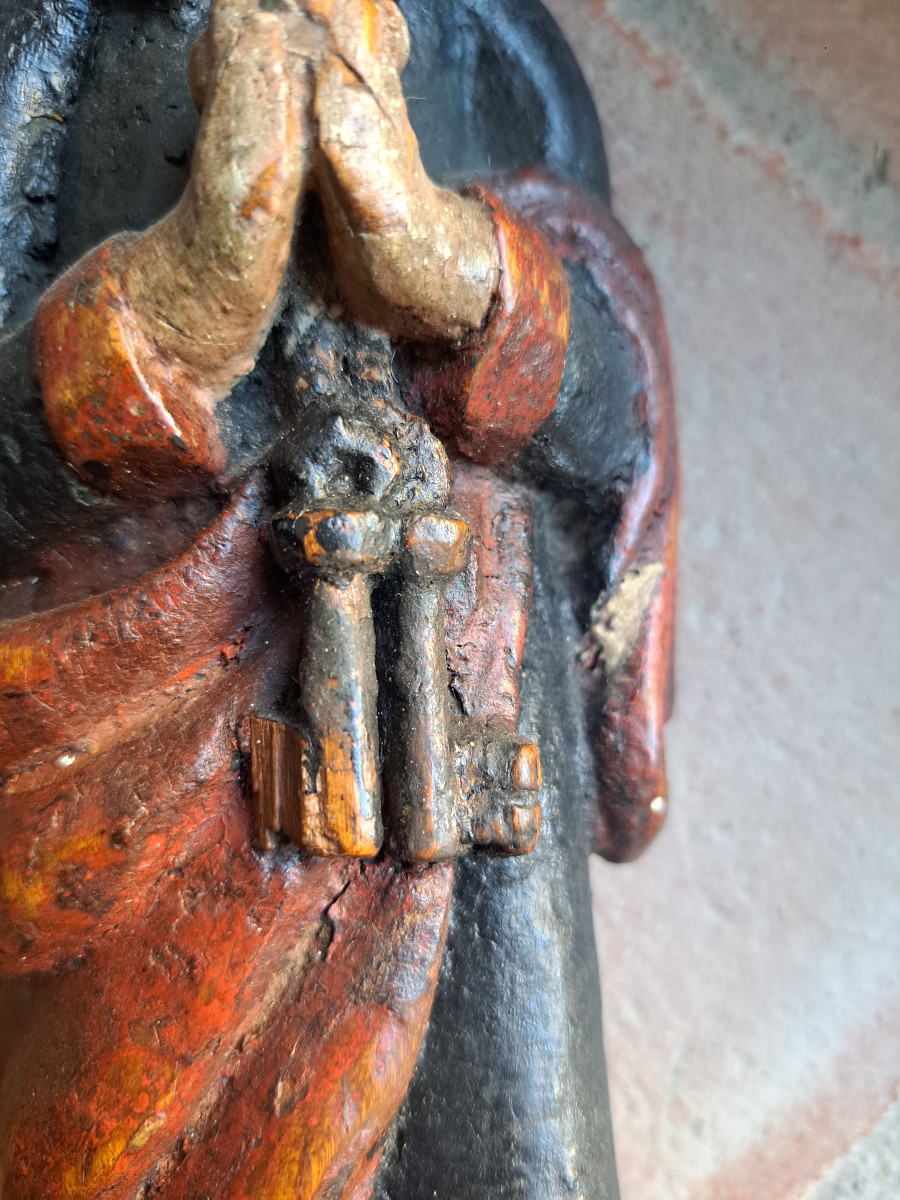 France XVIIè,  Sculpture De Saint Pierre H 28,5 Cm-photo-2