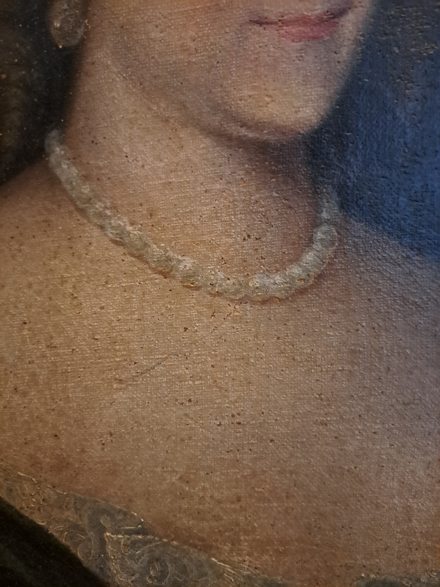 Ecole Française XVIIIè, Portrait présumé de Françoise Martin de Champoléon H 70 cm L 57 cm -photo-5