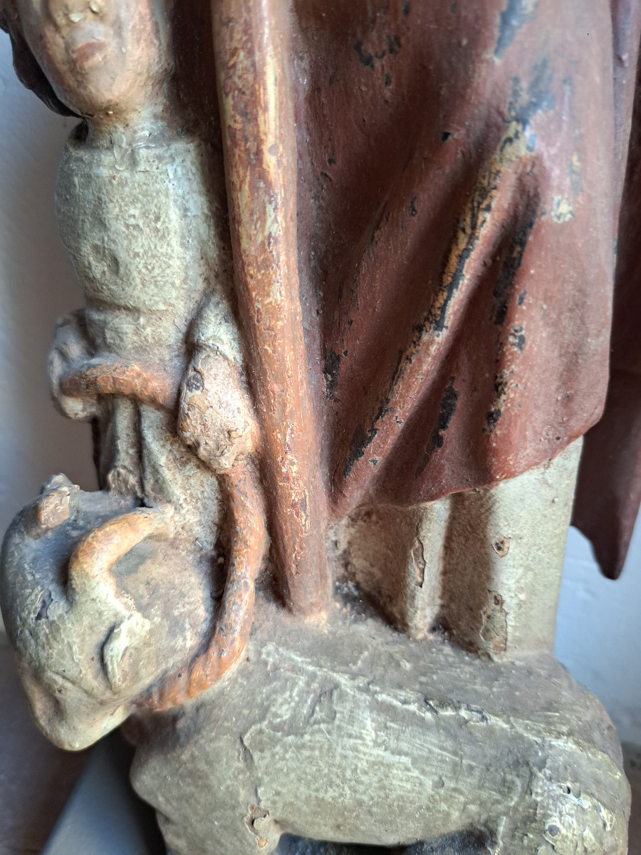 France, 16th Century, Sculpture Of Saint Bridget, H 40 Cm-photo-4