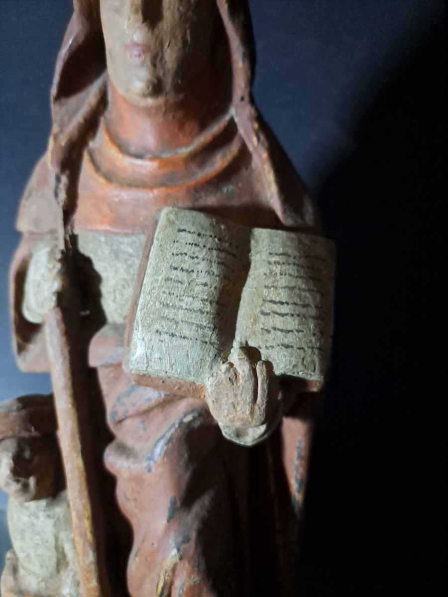 France, 16th Century, Sculpture Of Saint Bridget, H 40 Cm-photo-7