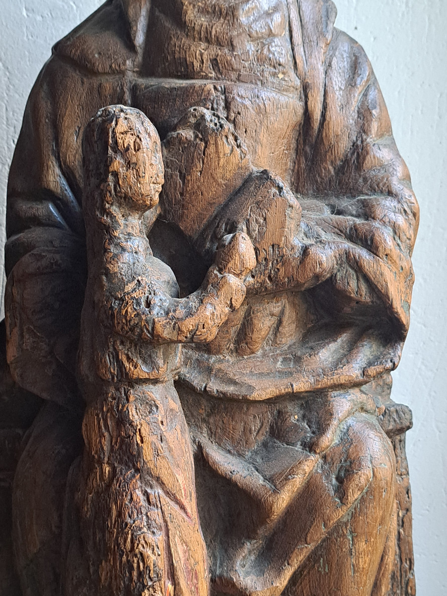 France, 16th Century, Sculpture Of Saint Anne Or The Education Of The Virgin (h 59 Cm)-photo-2