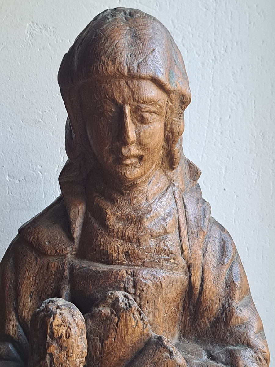France, 16th Century, Sculpture Of Saint Anne Or The Education Of The Virgin (h 59 Cm)-photo-3