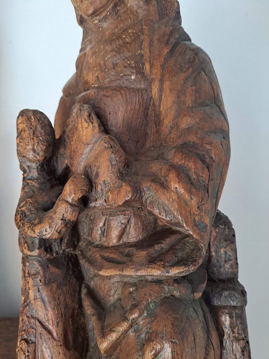 France, 16th Century, Sculpture Of Saint Anne Or The Education Of The Virgin (h 59 Cm)-photo-4