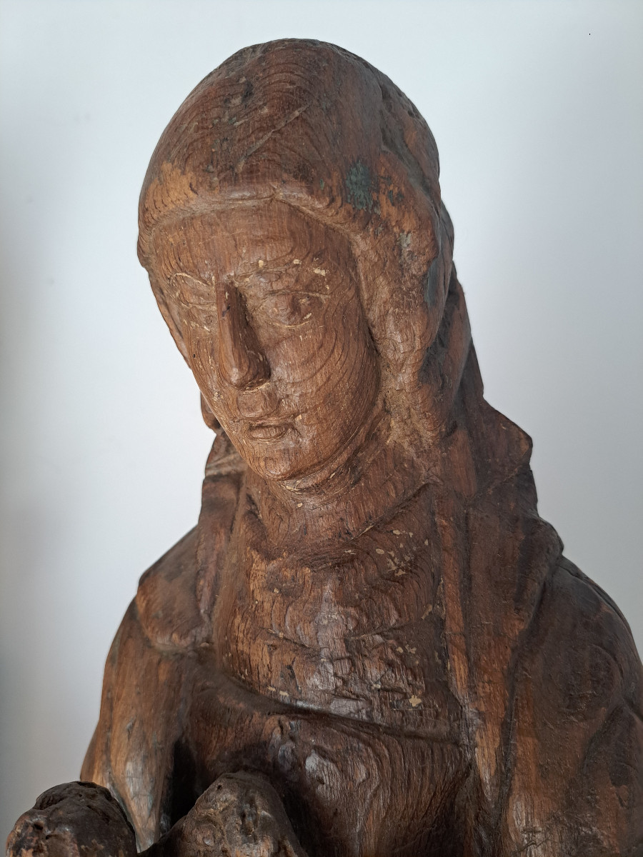 France, 16th Century, Sculpture Of Saint Anne Or The Education Of The Virgin (h 59 Cm)-photo-1