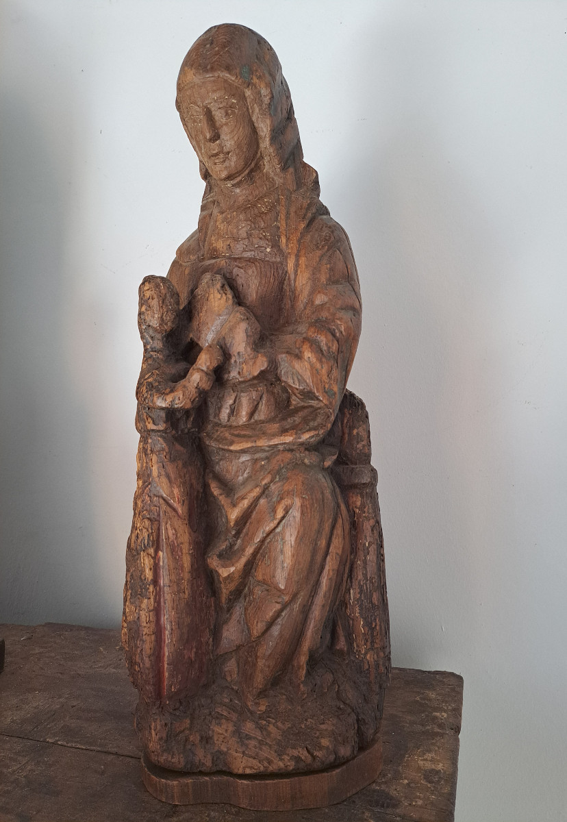 France, 16th Century, Sculpture Of Saint Anne Or The Education Of The Virgin (h 59 Cm)-photo-5