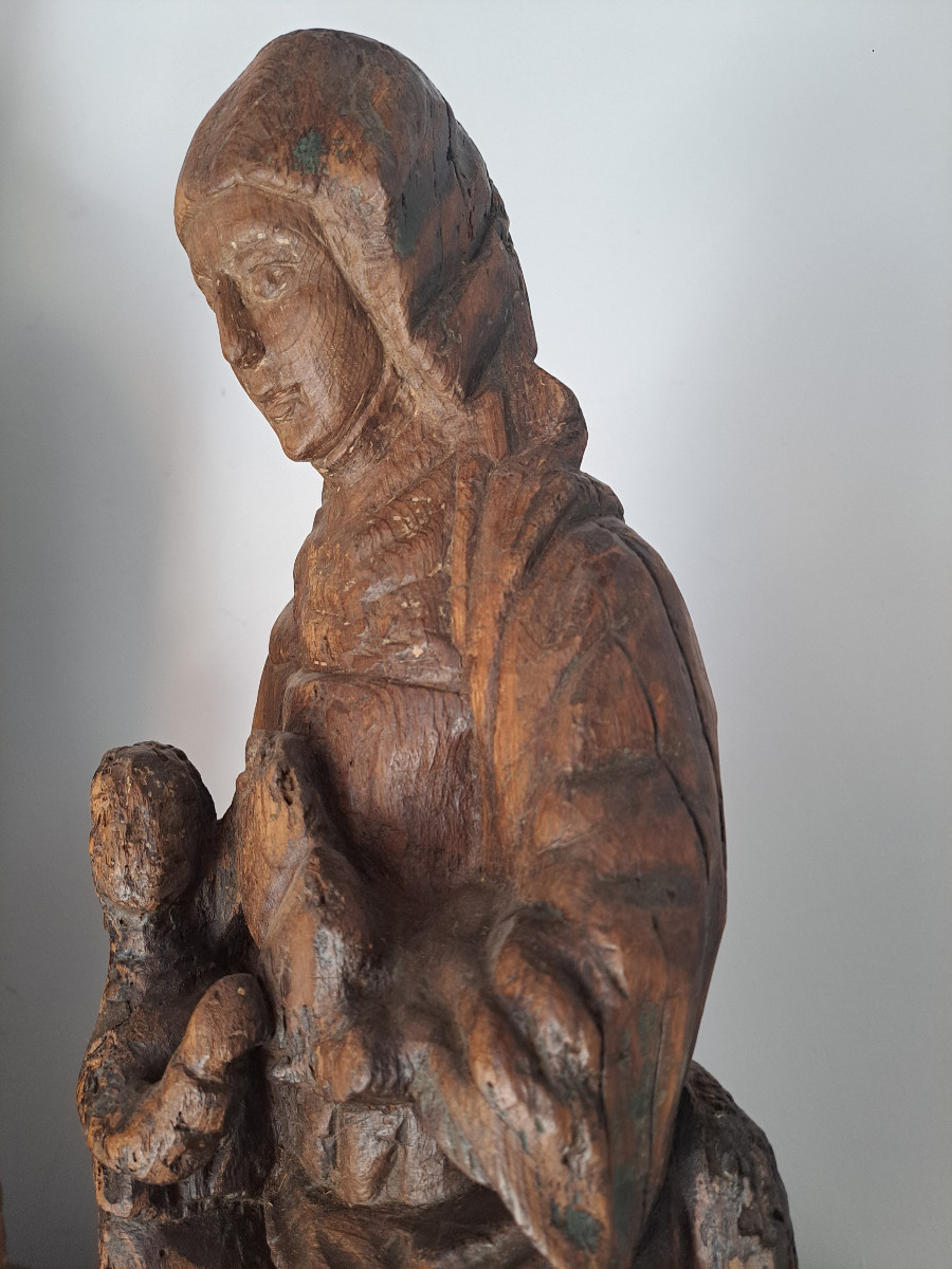 France, 16th Century, Sculpture Of Saint Anne Or The Education Of The Virgin (h 59 Cm)-photo-7