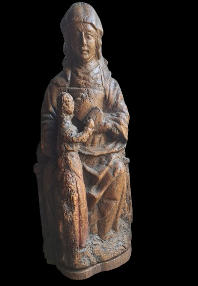 France XVIè,  Sculpture de Ste Anne ou l'Education de la Vierge (H 59 cm)-photo-8