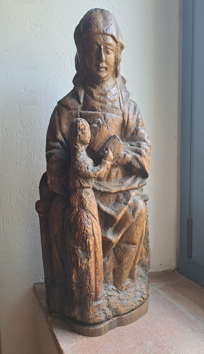 France XVIè,  Sculpture de Ste Anne ou l'Education de la Vierge (H 59 cm)