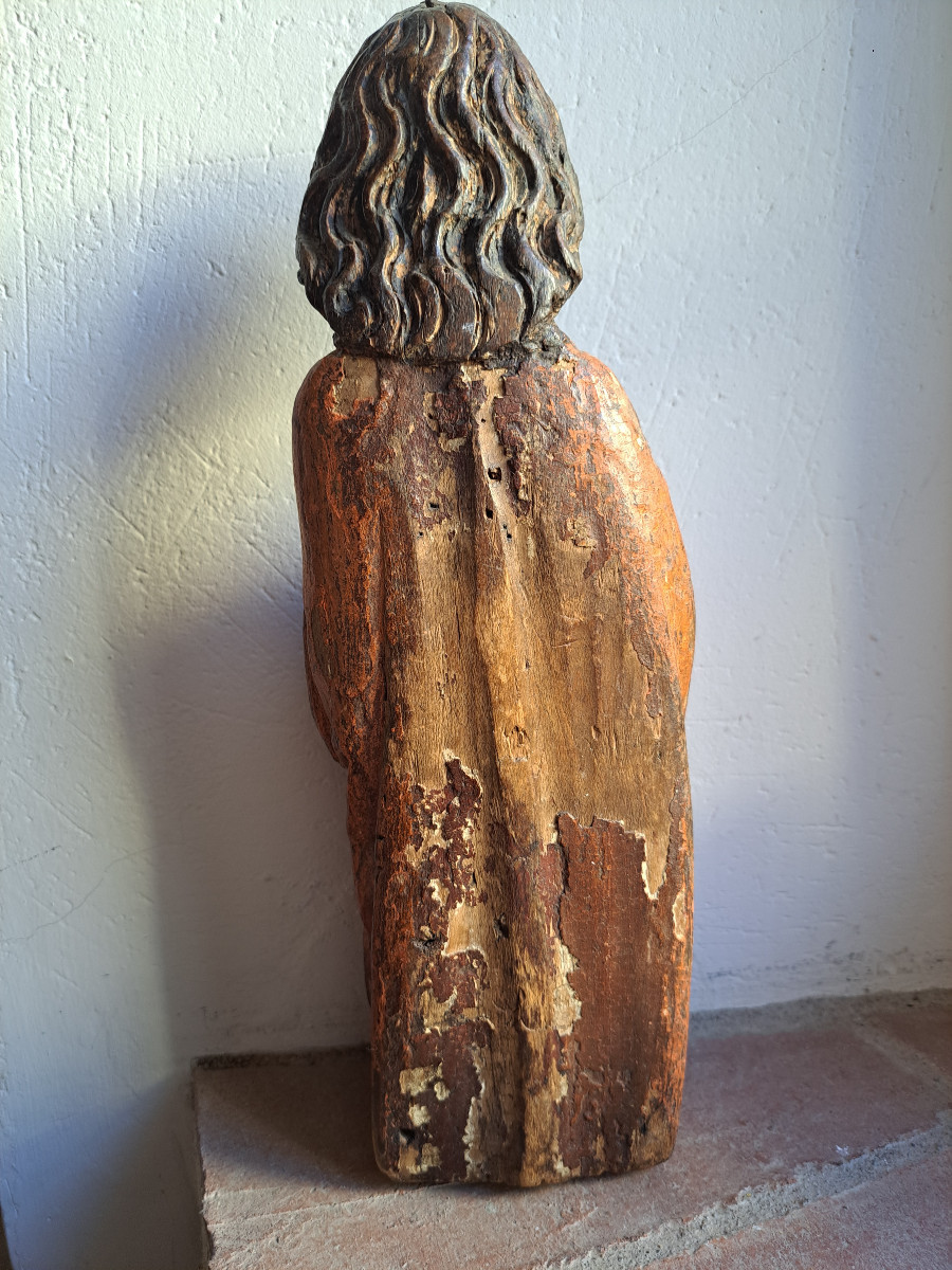 France Late 15th, Early 16th Century, Sculptures Of Virgin And St John Of Calvary H 36.5 Cm-photo-4