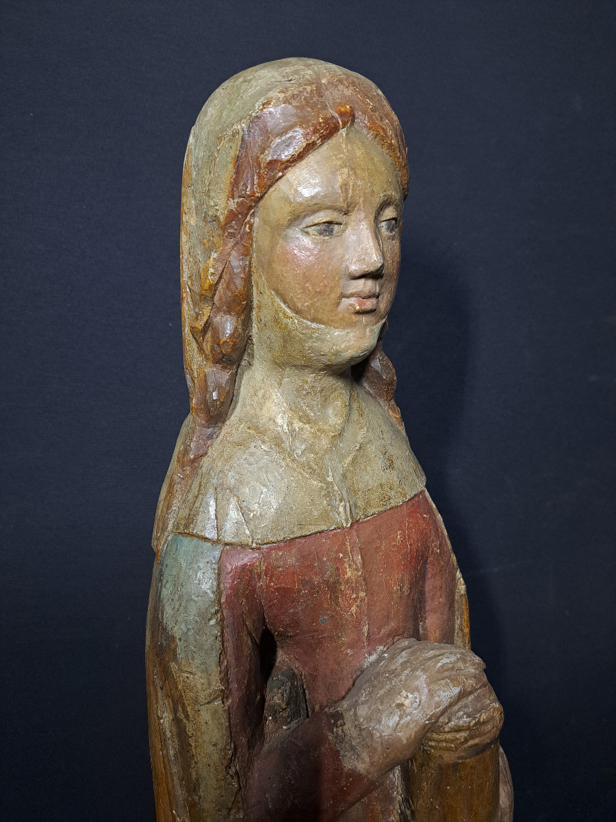 France, XVè, Sculpture en bois de Sainte Marie Madeleine  H 72 cm-photo-2