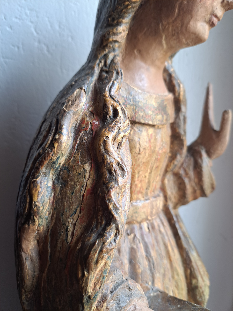 France, 17th Century, Sculpture Of The Virgin Of The Annunciation (h 61 Cm)-photo-2