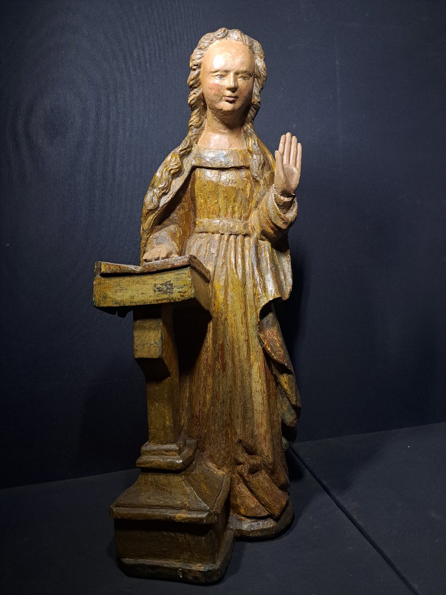 France XVIIè, Sculpture de Vierge de l'Annonciation  (H 61 cm)-photo-2