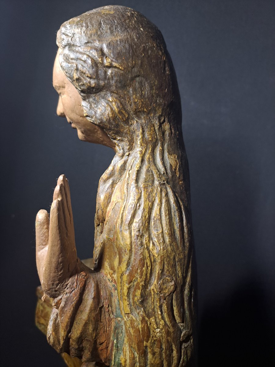 France XVIIè, Sculpture de Vierge de l'Annonciation  (H 61 cm)-photo-4