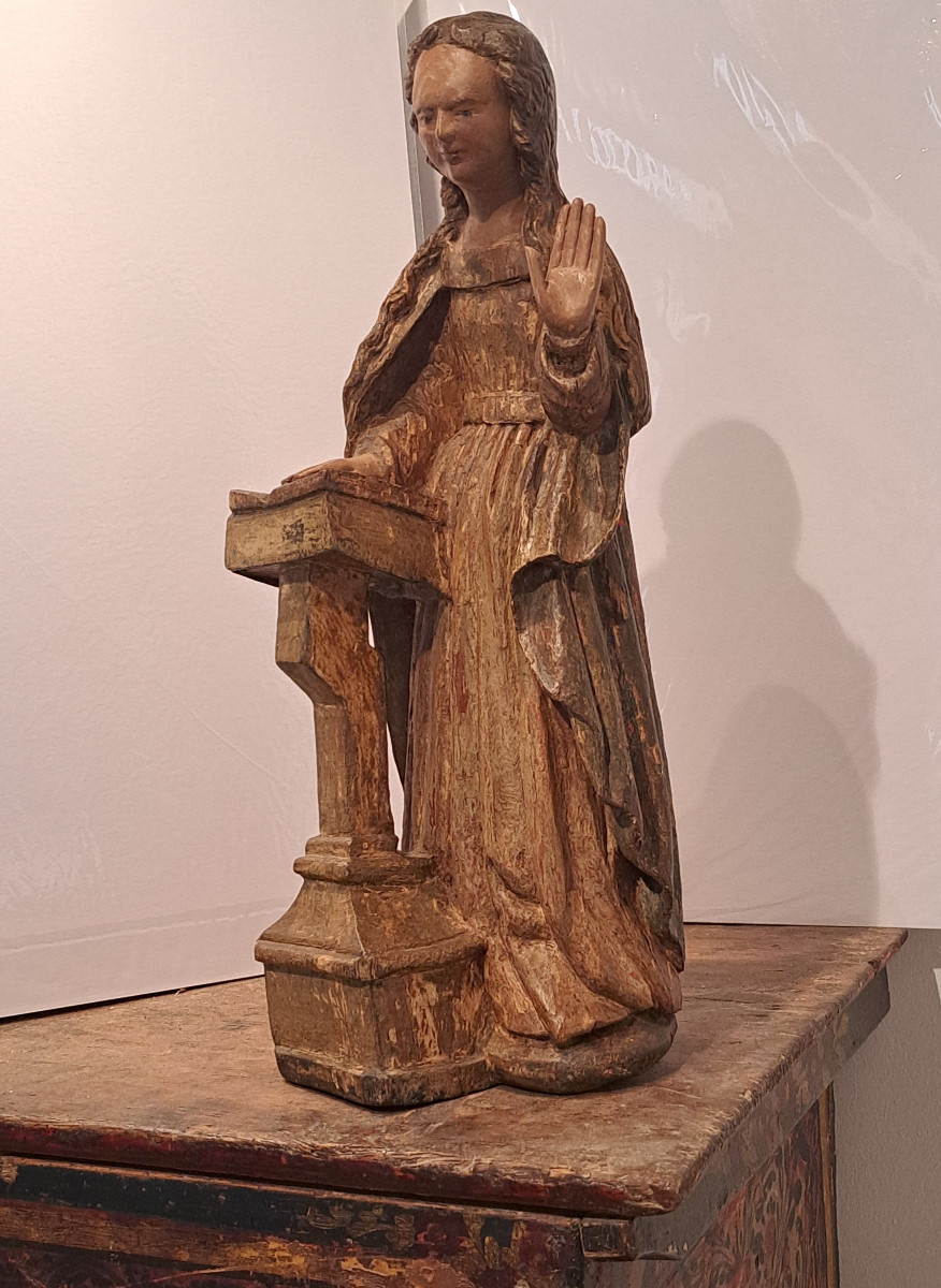 France, 17th Century, Sculpture Of The Virgin Of The Annunciation (h 61 Cm)-photo-2