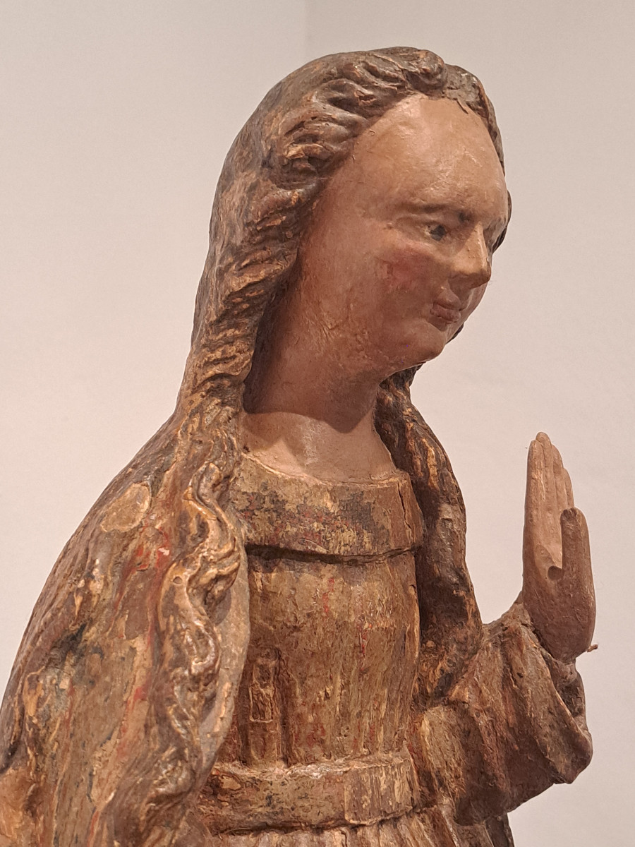 France, 17th Century, Sculpture Of The Virgin Of The Annunciation (h 61 Cm)-photo-4
