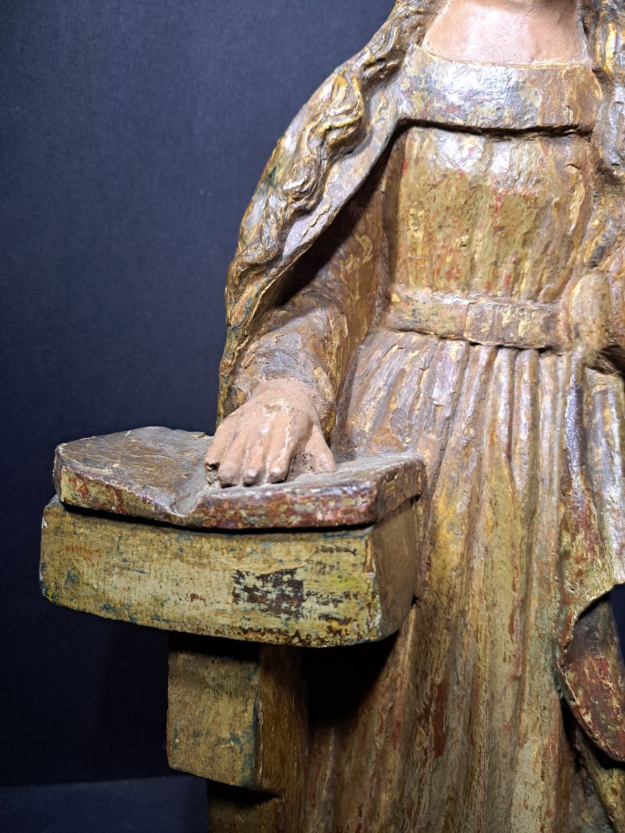 France XVIIè, Sculpture de Vierge de l'Annonciation  (H 61 cm)-photo-2