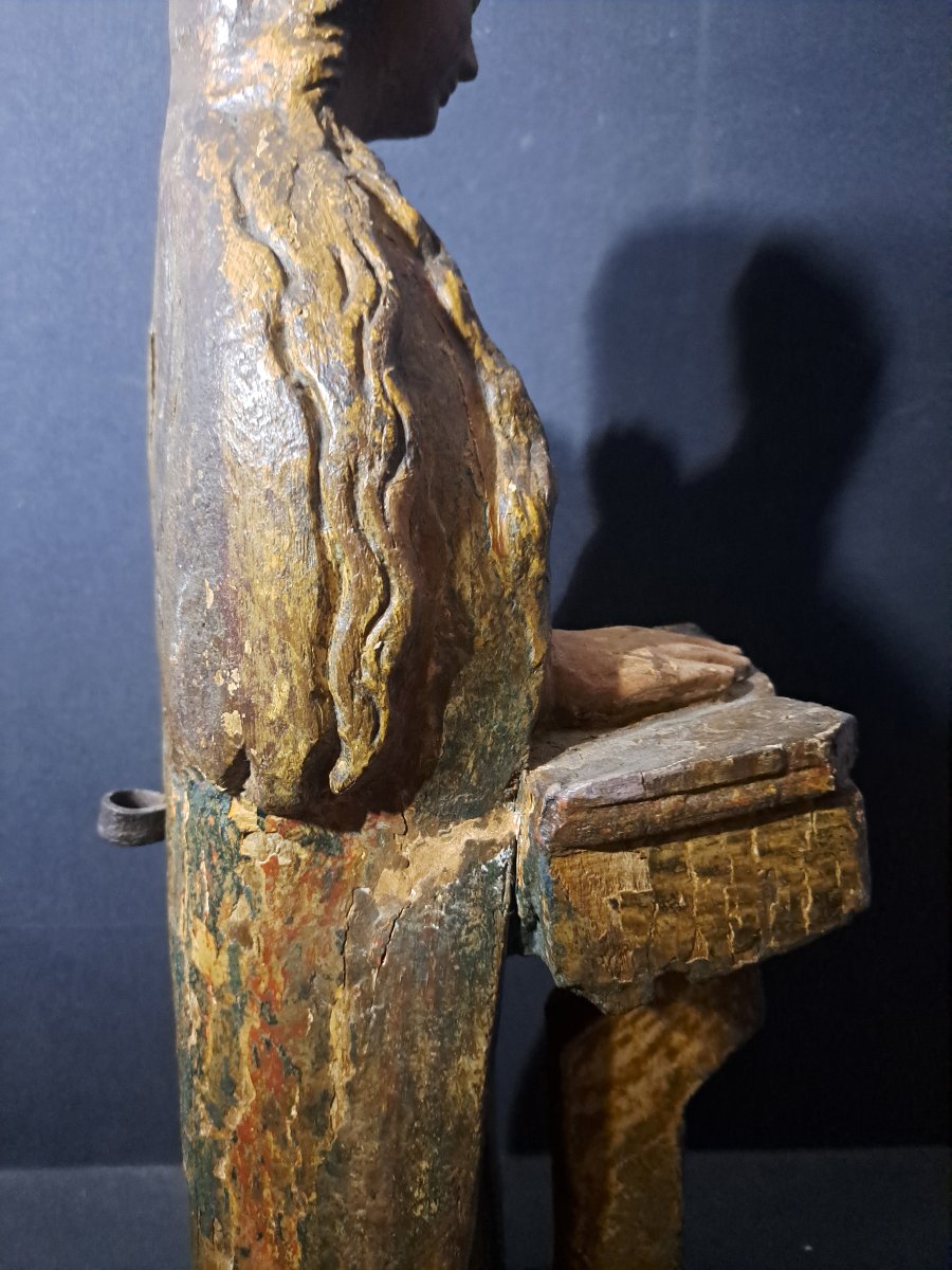 France XVIIè, Sculpture de Vierge de l'Annonciation  (H 61 cm)-photo-4