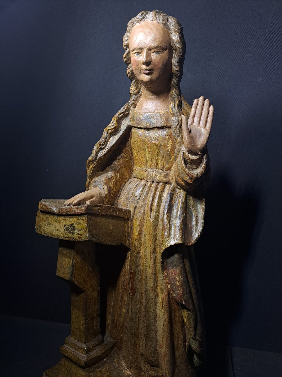 France XVIIè, Sculpture de Vierge de l'Annonciation  (H 61 cm)