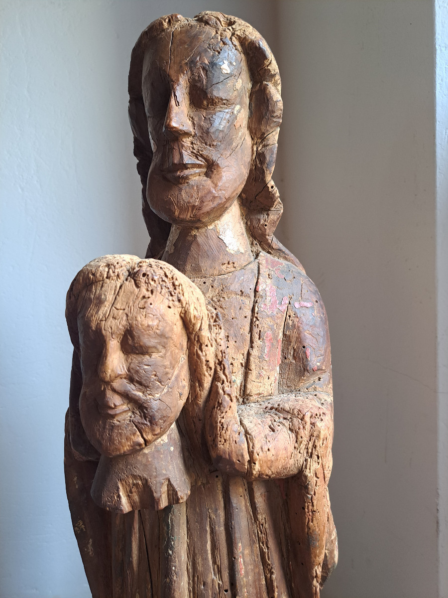 France XVè,  Sculpture de Saint Denis  H 73 cm-photo-3