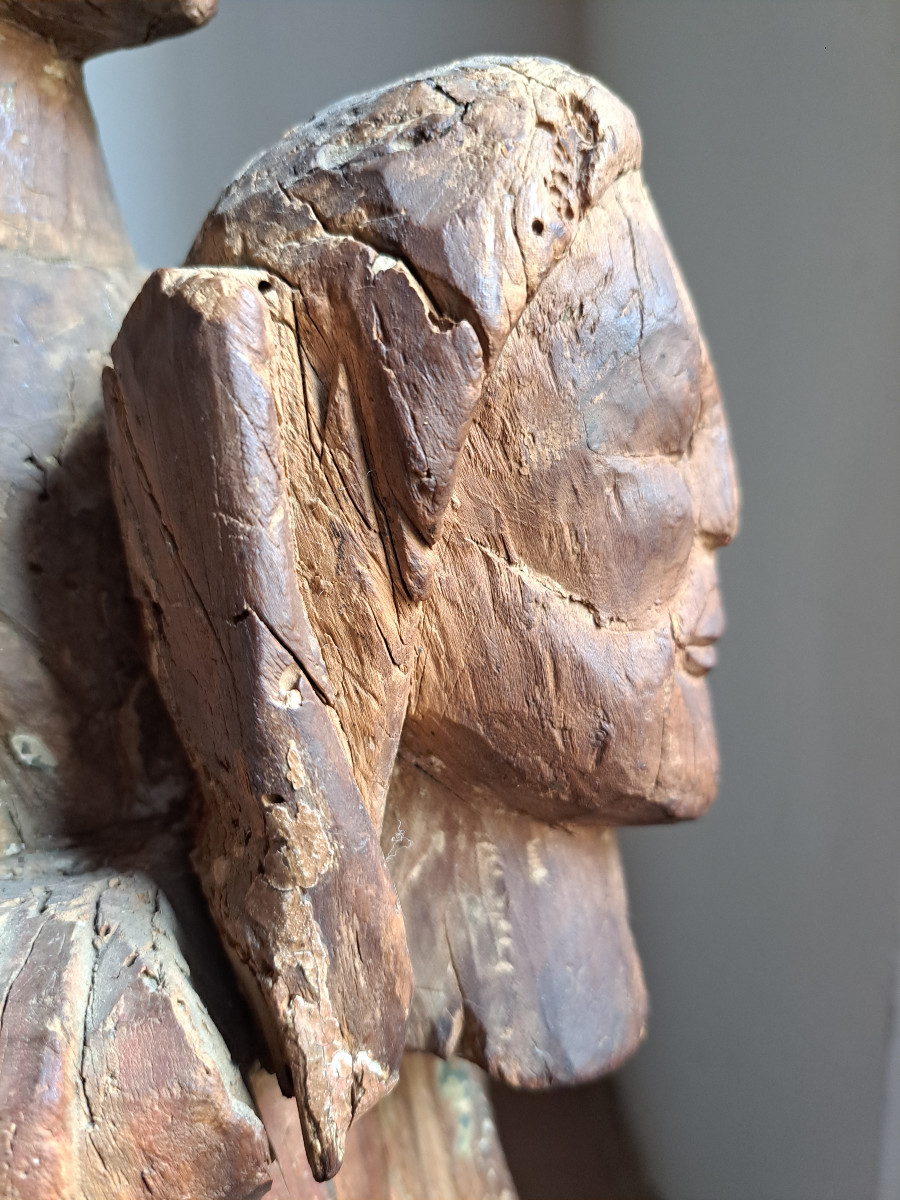 France XVè,  Sculpture de Saint Denis  H 73 cm-photo-5